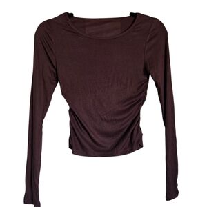 lululemon athletica Long Sleeve Ruched Side Cropped Top - Deep Brown